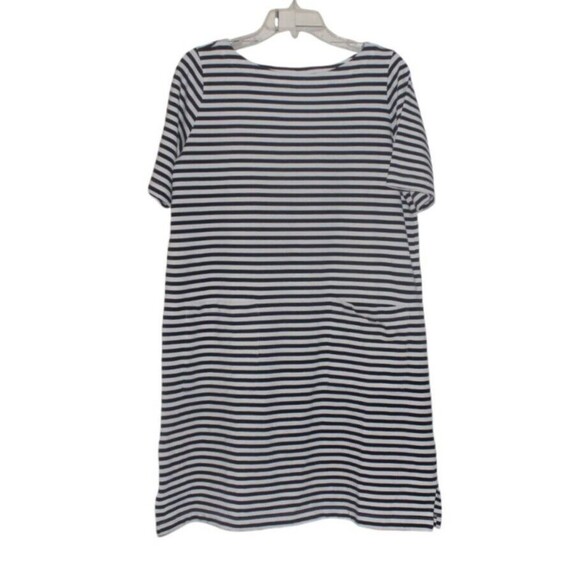 J Jill Shift Dress Navy & White Striped Pockets Knee Length Cotton Womens PM NWT - Picture 1 of 10